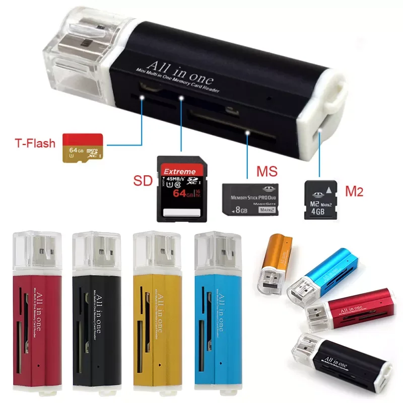 4 In 1 USB 2.0 High Speed Card Reader Multi-Slot Card Reader Multi Memory Card Reader USB Adapter Support Micro SD/TF/MS/S2
4 In 1 USB 2.0 High Speed Card Reader Multi-Slot Card Reader Multi Memory Card Reader USB Adapter Support Micro SD/TF/MS/S2