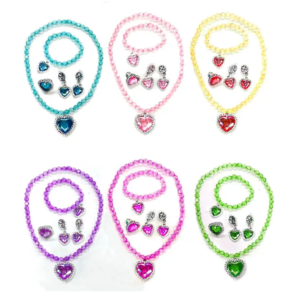 5Pcs/Set Princess Jewelry Necklace Earrings Rings Bracelets Colored Beaded Rhinestone Love Heart Girls Wand Pretend Play Sets 
5Pcs/Set Princess Jewelry Necklace Earrings Rings Bracelets Colored Beaded Rhinestone Love Heart Girls Wand Pretend Play Sets