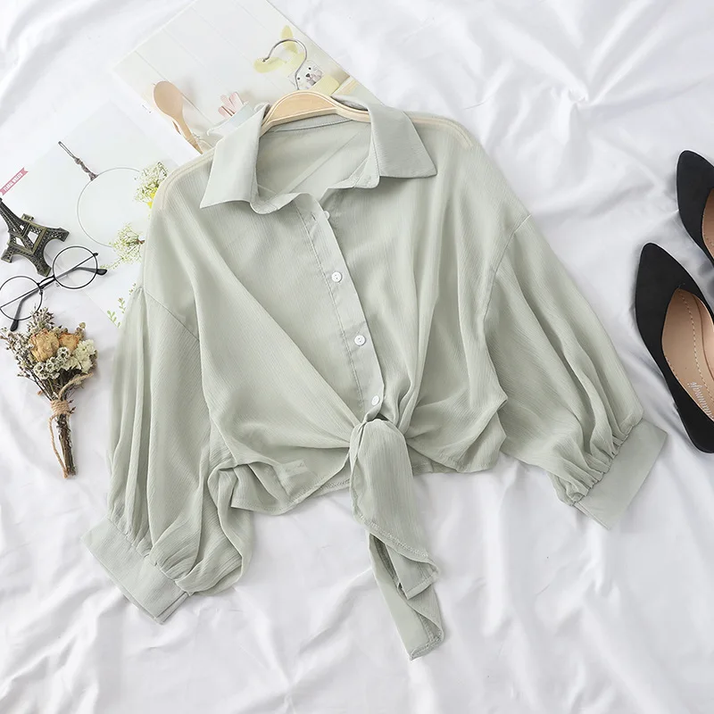 Loose Casual Blouse Chiffon Shirts Women 2023 Summer Half Sleeve Buttoned Up Shirt Tied Waist Elegant Blouses for Women New
Loose Casual Blouse Chiffon Shirts Women 2023 Summer Half Sleeve Buttoned Up Shirt Tied Waist Elegant Blouses for Women New