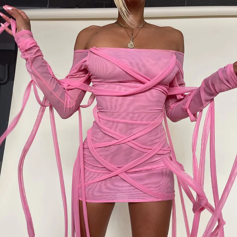 Sexy See Through Mesh Dress Summer Women Long Sleeve Bandage Bodycon Sundresses Femme Club Hot Party Short Dresses Vestidos Pink
Sexy See Through Mesh Dress Summer Women Long Sleeve Bandage Bodycon Sundresses Femme Club Hot Party Short Dresses Vestidos Pink