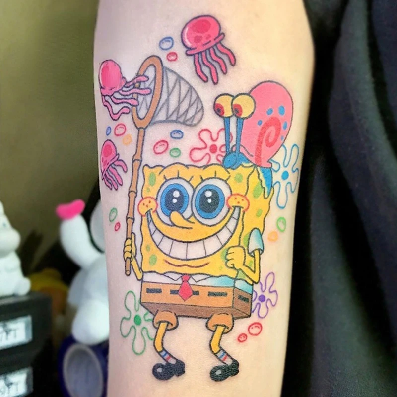 Cartoon Sponge Garold Happy Catching Jellyfish Waterproof Temporary Tattoos Cute Body Art Fake Tatoo Sticker Anime Tatto
Cartoon Sponge Garold Happy Catching Jellyfish Waterproof Temporary Tattoos Cute Body Art Fake Tatoo Sticker Anime Tatto