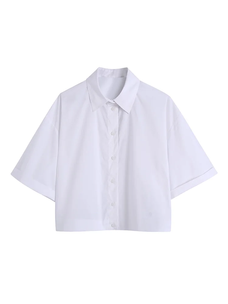 Crop Top 2022 Fashion Women Clothing Collared Button Up Cropped White Shirt Back Elastic Hem Short Sleeve Summer Casual Shirts
Crop Top 2022 Fashion Women Clothing Collared Button Up Cropped White Shirt Back Elastic Hem Short Sleeve Summer Casual Shirts