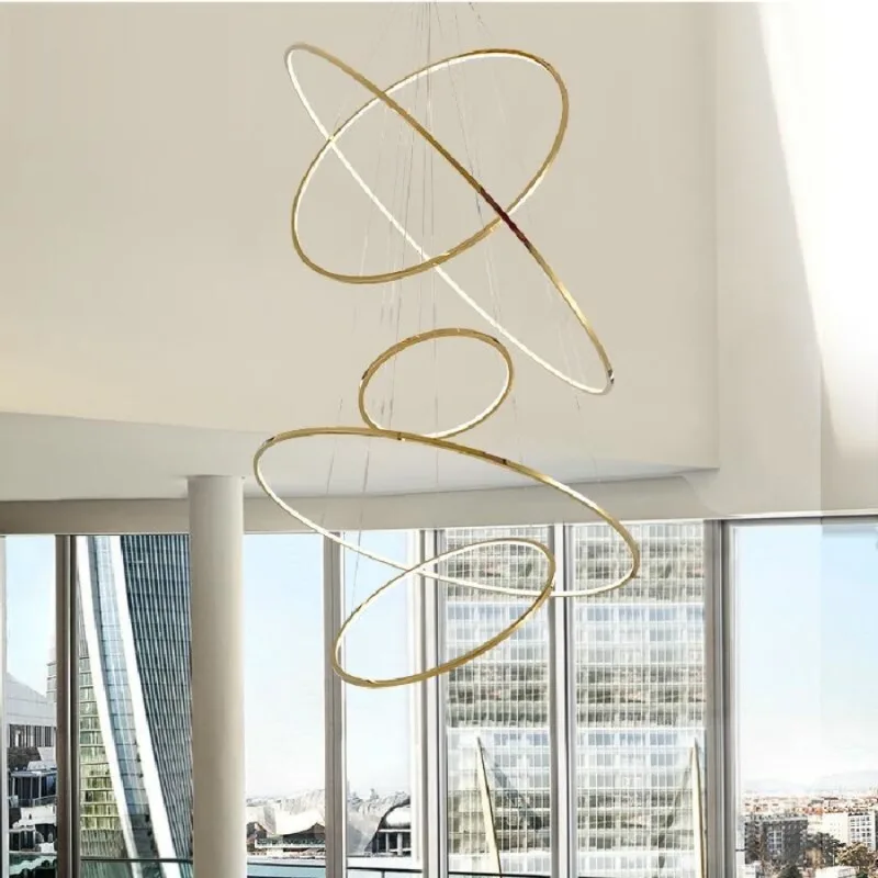 LED pendant lamp modern luxury dining room duplex villa staircase large circular ring-shaped high living light lustre led lights
LED pendant lamp modern luxury dining room duplex villa staircase large circular ring-shaped high living light lustre led lights