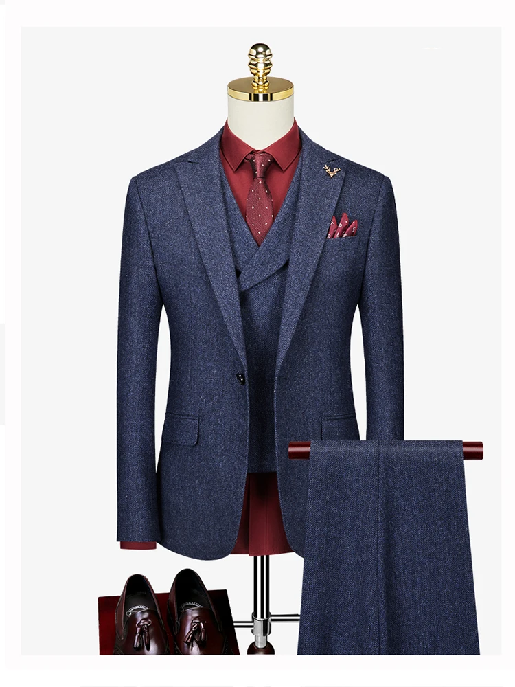 Wonderful Groom Male Wedding Prom Herringbone Suit Retro Temperament Custom 3 Piece Set (Jacket+Pants+Vest)
Wonderful Groom Male Wedding Prom Herringbone Suit Retro Temperament Custom 3 Piece Set (Jacket+Pants+Vest)