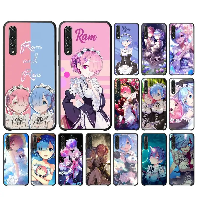 

FHNBLJ Anime Re ZERO Ram Phone Case For Huawei Y6 2018 Y7prime2019 funda Case for Y8p Y9 2019 Capa