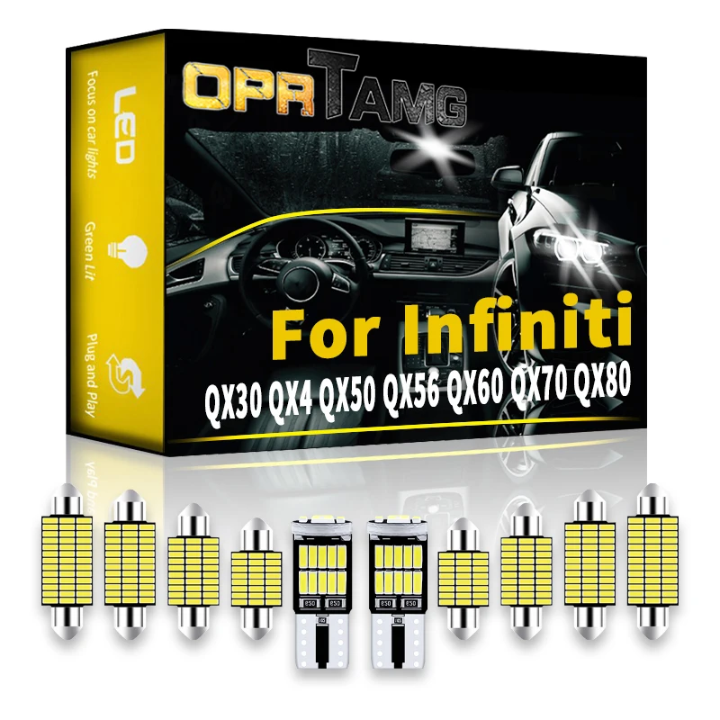 OPRTAMG For Infiniti QX30 QX4 QX50 QX56 QX60 QX70 QX80 2022 Vehicle LED Interior Map Dome Trunk Light Kit Canbus Car Lighting
OPRTAMG For Infiniti QX30 QX4 QX50 QX56 QX60 QX70 QX80 2022 Vehicle LED Interior Map Dome Trunk Light Kit Canbus Car Lighting