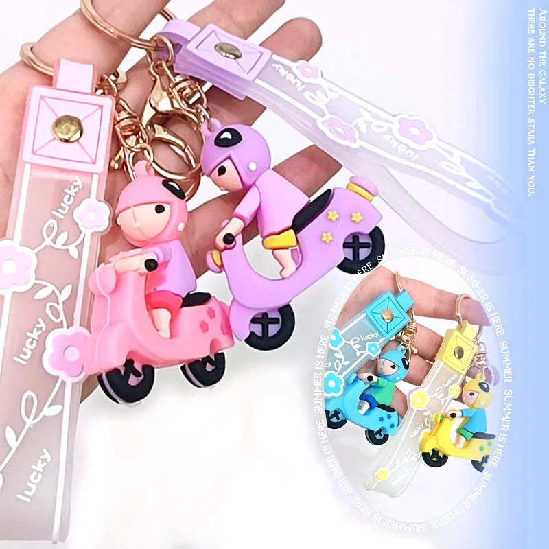 Creative new cute PVC soft rubber motorcycle cartoon doll flower hand strap leather rope key chain bag hanging jewelry
Creative new cute PVC soft rubber motorcycle cartoon doll flower hand strap leather rope key chain bag hanging jewelry