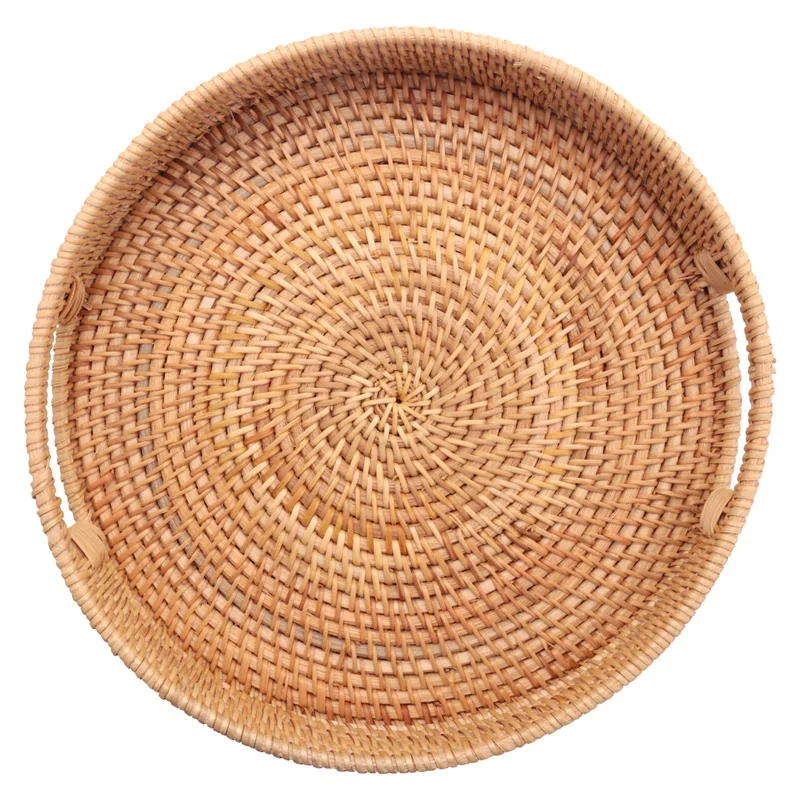 Round Rattan Woven Serving Tray With Handles Ottoman Tray For Breakfast, Drinks, Snack For Coffee Table, Home Decorative
Round Rattan Woven Serving Tray With Handles Ottoman Tray For Breakfast, Drinks, Snack For Coffee Table, Home Decorative