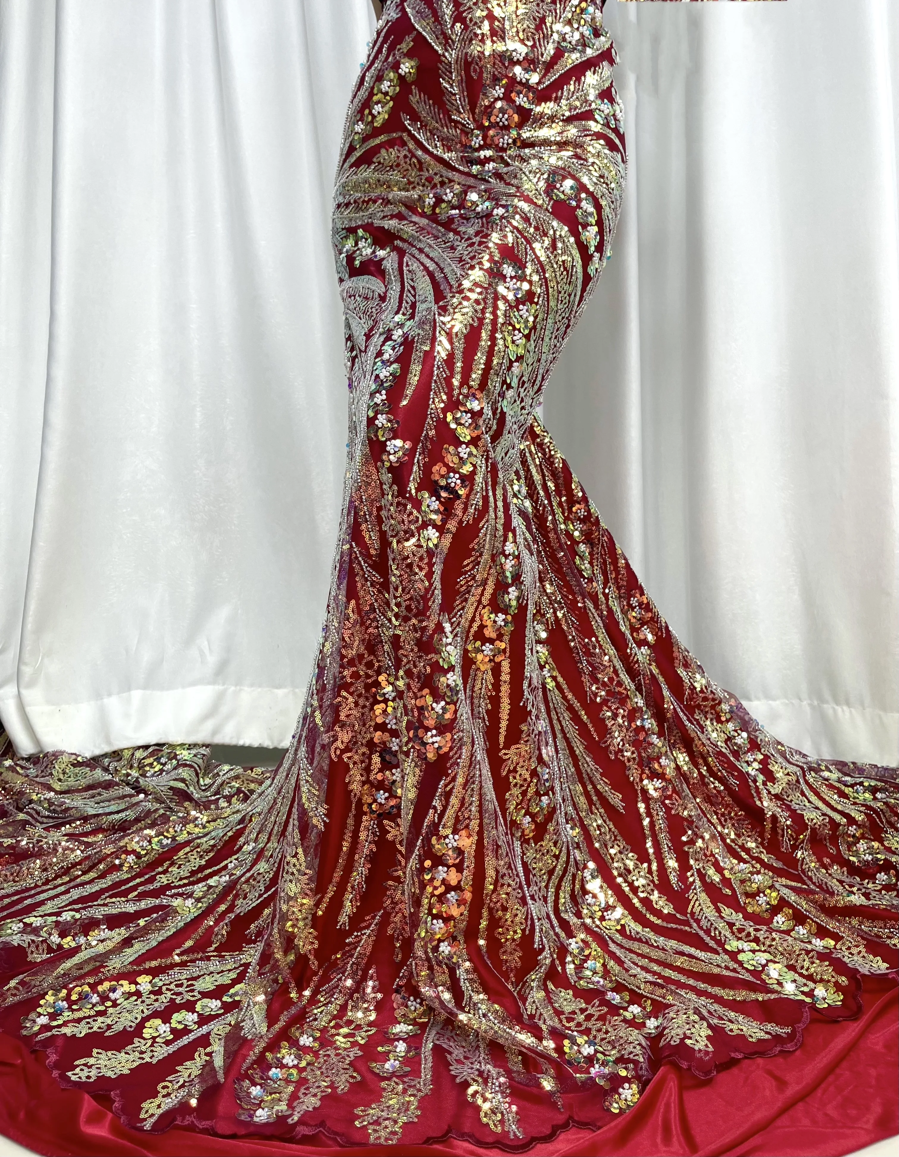 African Sequins Lace Fabric Luxury French Nigerian Beaded Mesh Lace Fabric High Quality Wedding Dress Sewing Material
African Sequins Lace Fabric Luxury French Nigerian Beaded Mesh Lace Fabric High Quality Wedding Dress Sewing Material