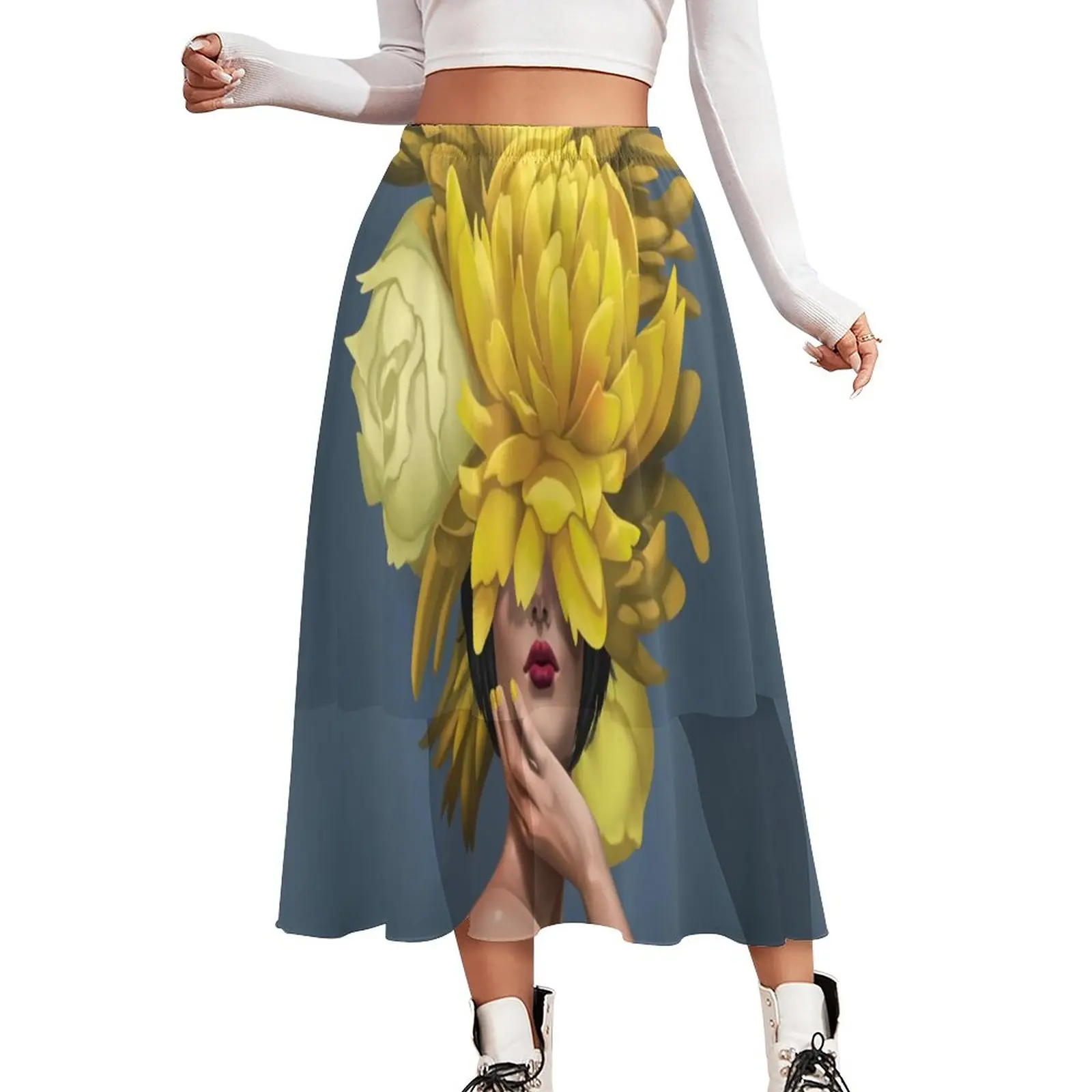 Юбка Женская Длинная с эластичным поясом, милая желтая с цветочным принтом, одежда в уличном стиле, большой размер, на лето
Юбка Женская Длинная с эластичным поясом, милая желтая с цветочным принтом, одежда в уличном стиле, большой размер, на лето