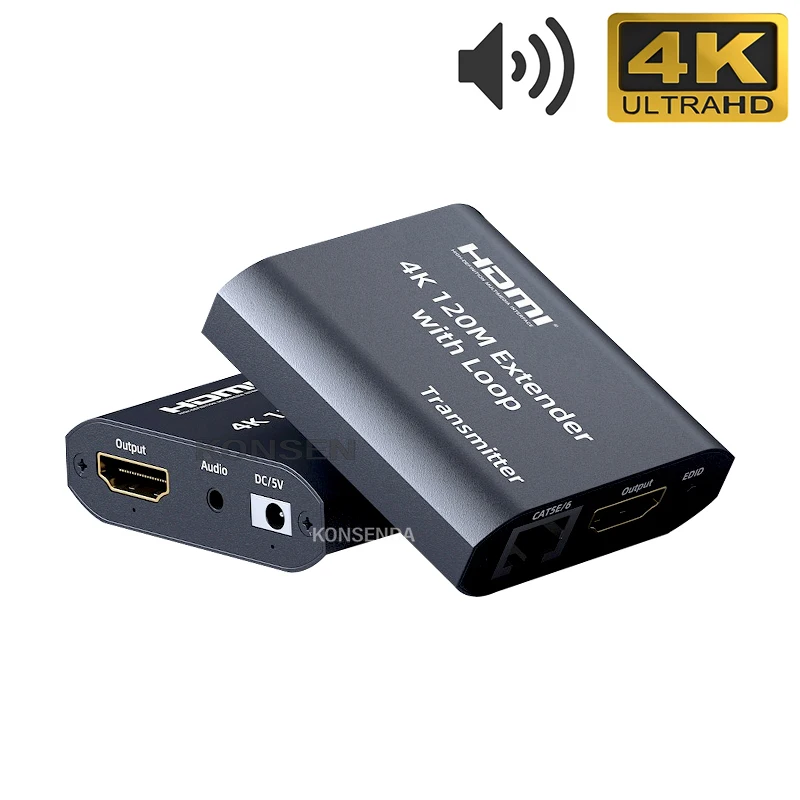 Extender HDMI RJ45 4K extender cat5 60M 120M audio Kit over ethernet cat6/5e for PS4 apple TV PC laptop HDTV | Электроника