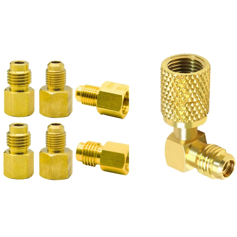 M1/4 Sae-F 5/16 Refrigeration Adapter Connector Adaptor with 6 Pcs 6015 R134A Brass Refrigerant Tank Adapter
M1/4 Sae-F 5/16 Refrigeration Adapter Connector Adaptor with 6 Pcs 6015 R134A Brass Refrigerant Tank Adapter