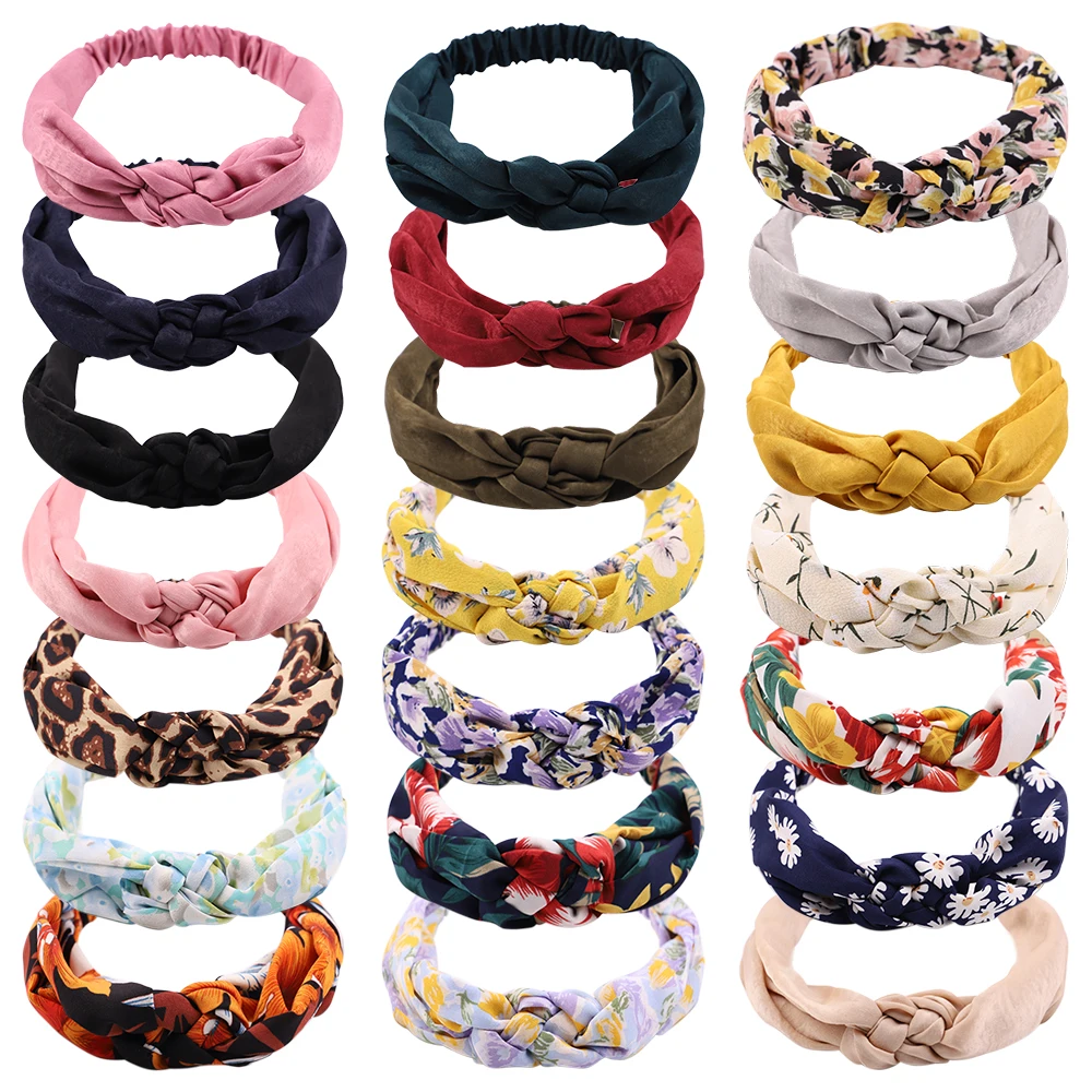 

Fairy Printed Floral Headbands For Girls Fashion Leopard Twisted Cross Knot Headwraps Turban Elastic Hairbands Hair Accessories
