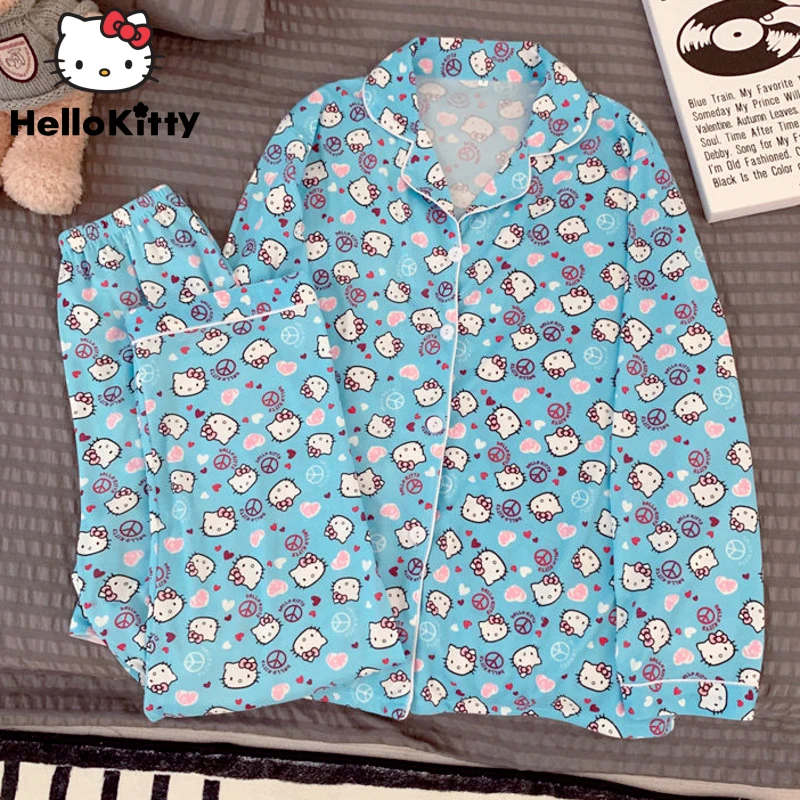 Пижама Sanrio Y2k, понравилась, с рисунком Hello Kitty, свободная Милая мультяшная парная Хлопковая женская пижама, домашние костюмы, женская одежда
Пижама Sanrio Y2k, понравилась, с рисунком Hello Kitty, свободная Милая мультяшная парная Хлопковая женская пижама, домашние костюмы, женская одежда