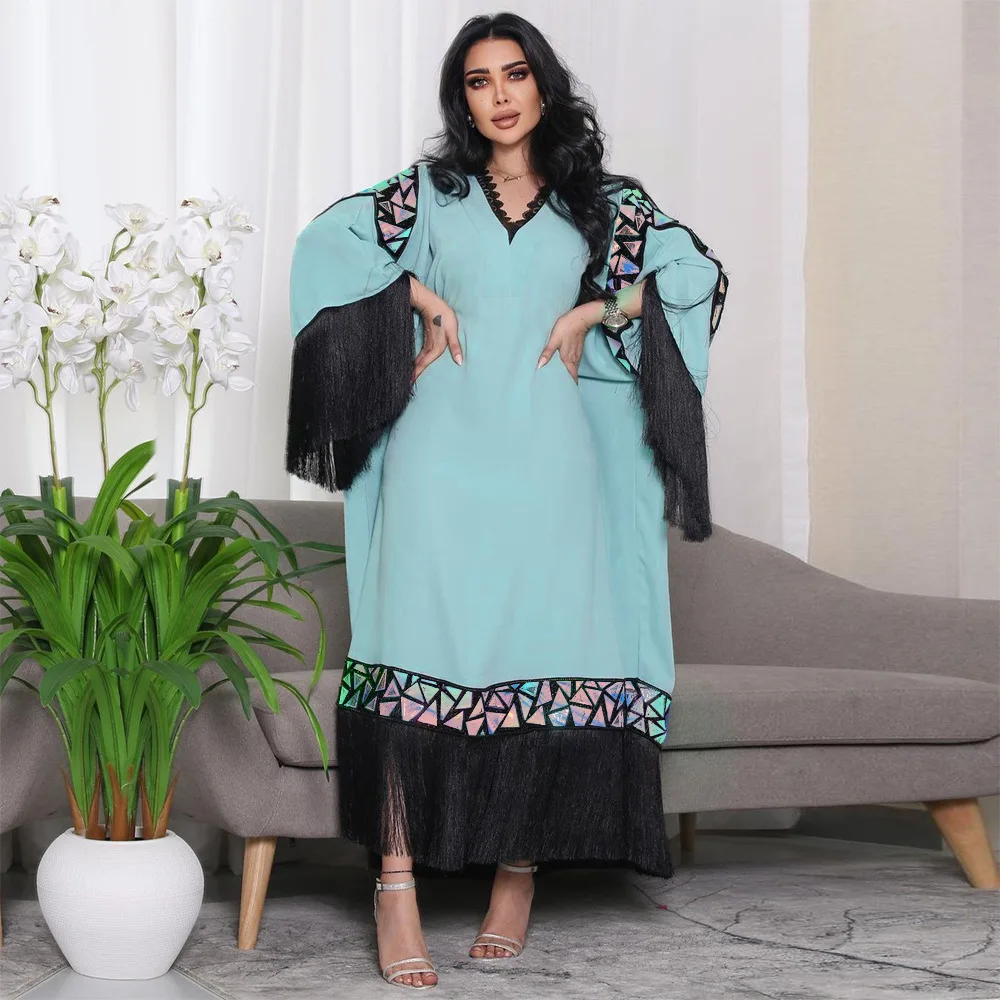 Женское свободное платье Caftan с кисточками и блестками, вечерние платья-абайя, праздничные платья Рамадан, Абайи, ИД, мусульманский кафтан, элегантные платья, Дубай, Арабская Турция
Женское свободное платье Caftan с кисточками и блестками, вечерние платья-абайя, праздничные платья Рамадан, Абайи, ИД, мусульманский кафтан, элегантные платья, Дубай, Арабская Турция