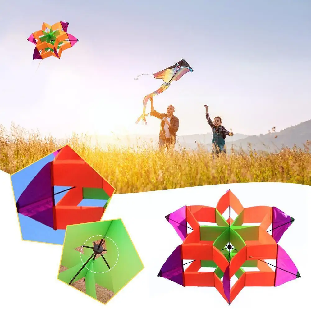 

3d Цветочный воздушный змей, Детские простые игрушки, Однолинейный воздушный змей, шестиугольный Спортивный 3d кайт, слива, уличные веселые игрушки, Цветущий цветок H2b1