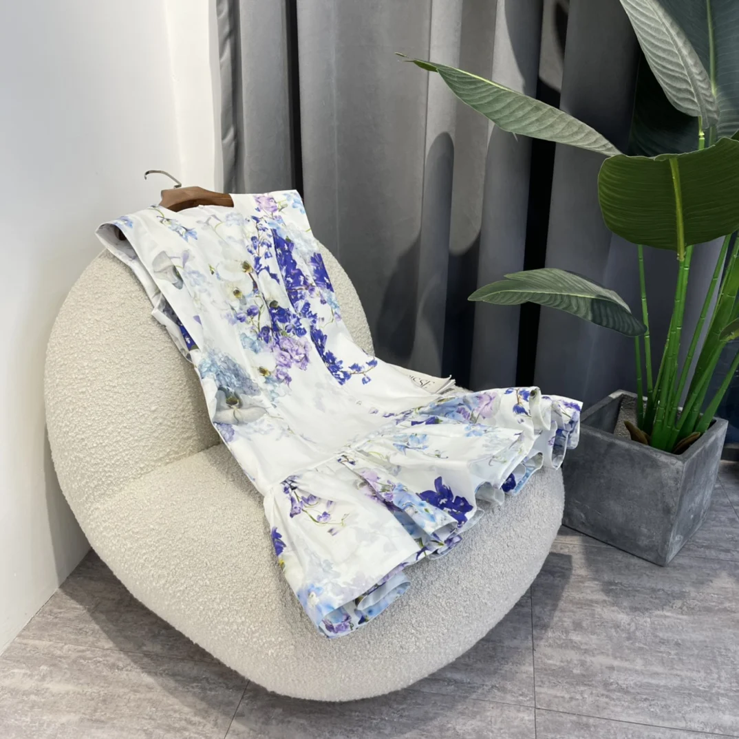 2022 Top Quality Natural Linen Summer Purple Blue White Floral Print Elegant Sleeveless Frill Ruffles Mini Dress For Woman
2022 Top Quality Natural Linen Summer Purple Blue White Floral Print Elegant Sleeveless Frill Ruffles Mini Dress For Woman