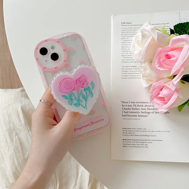 Luxury Cute Transparency Floral Rose Love Heart Phone Case For iphone 13 12 Pro 11 XS Max XR X Protective Back Cover With Holder
Luxury Cute Transparency Floral Rose Love Heart Phone Case For iphone 13 12 Pro 11 XS Max XR X Protective Back Cover With Holder
