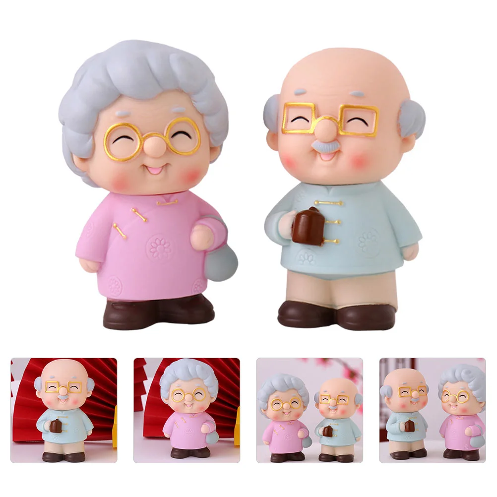 

Couple Cake Figurines Topper Elderly Statue Figurine Anniversary Grandparents Wedding Old Sculpture Grandma Loving Grandpa