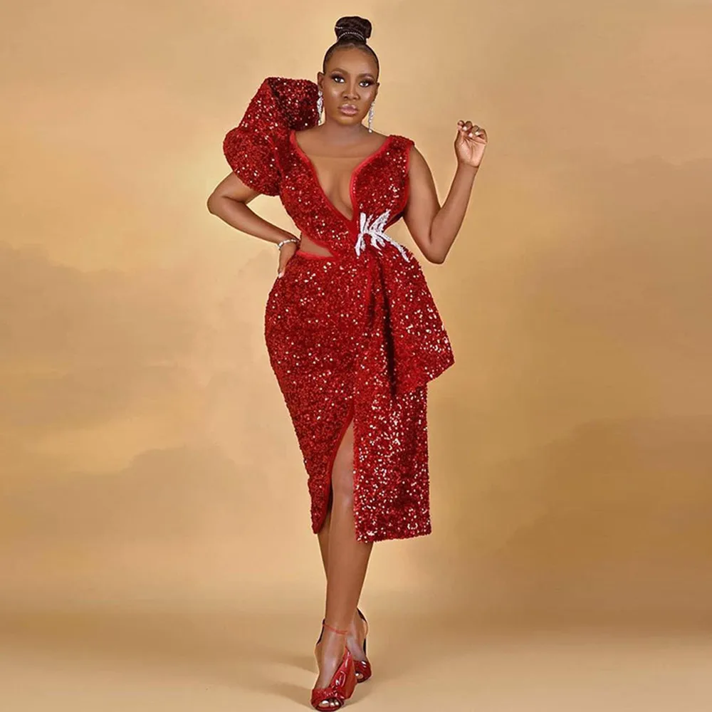 Sexy Red Sequin Prom Dress Saudi Arabia Sleeveless Sparkling Evening Dress Slit V Neck Party Dress Vestido De Gala
Sexy Red Sequin Prom Dress Saudi Arabia Sleeveless Sparkling Evening Dress Slit V Neck Party Dress Vestido De Gala