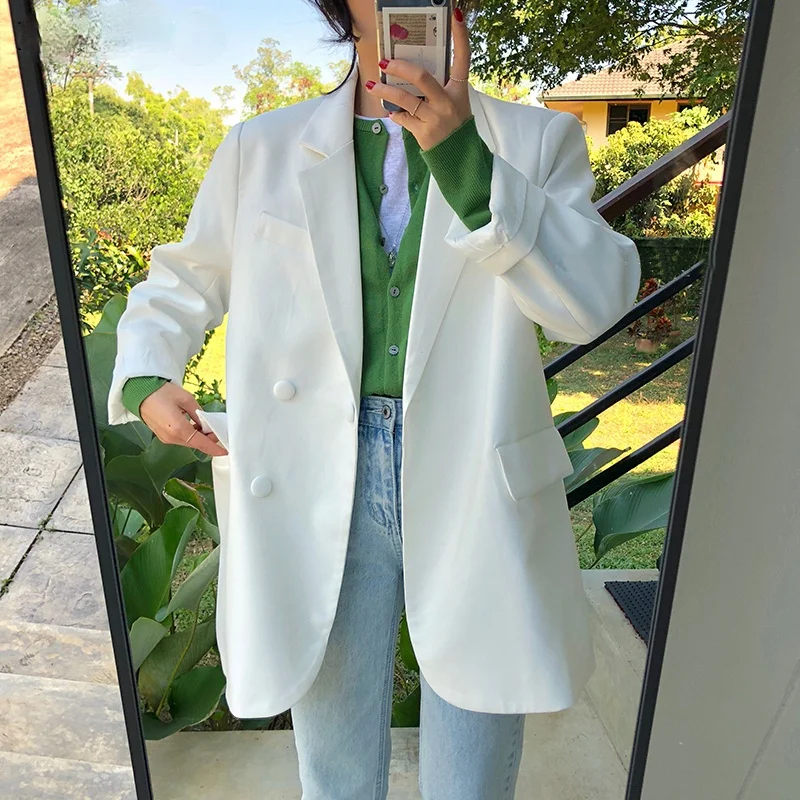 Women Casual Office Blazer Korean Fashion Solid Colors Single Button Long Sleeve Blazer 2021 Spring Autumn Vintage Loose Jacket
Women Casual Office Blazer Korean Fashion Solid Colors Single Button Long Sleeve Blazer 2021 Spring Autumn Vintage Loose Jacket