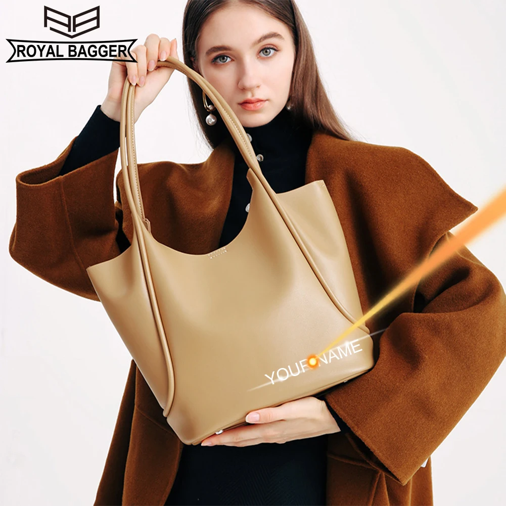 

Royal Bagger Tote Bags for Women Genuine Cow Leather Female Fashion Shoulder Bag Commute Large Capacity Handbag 2071