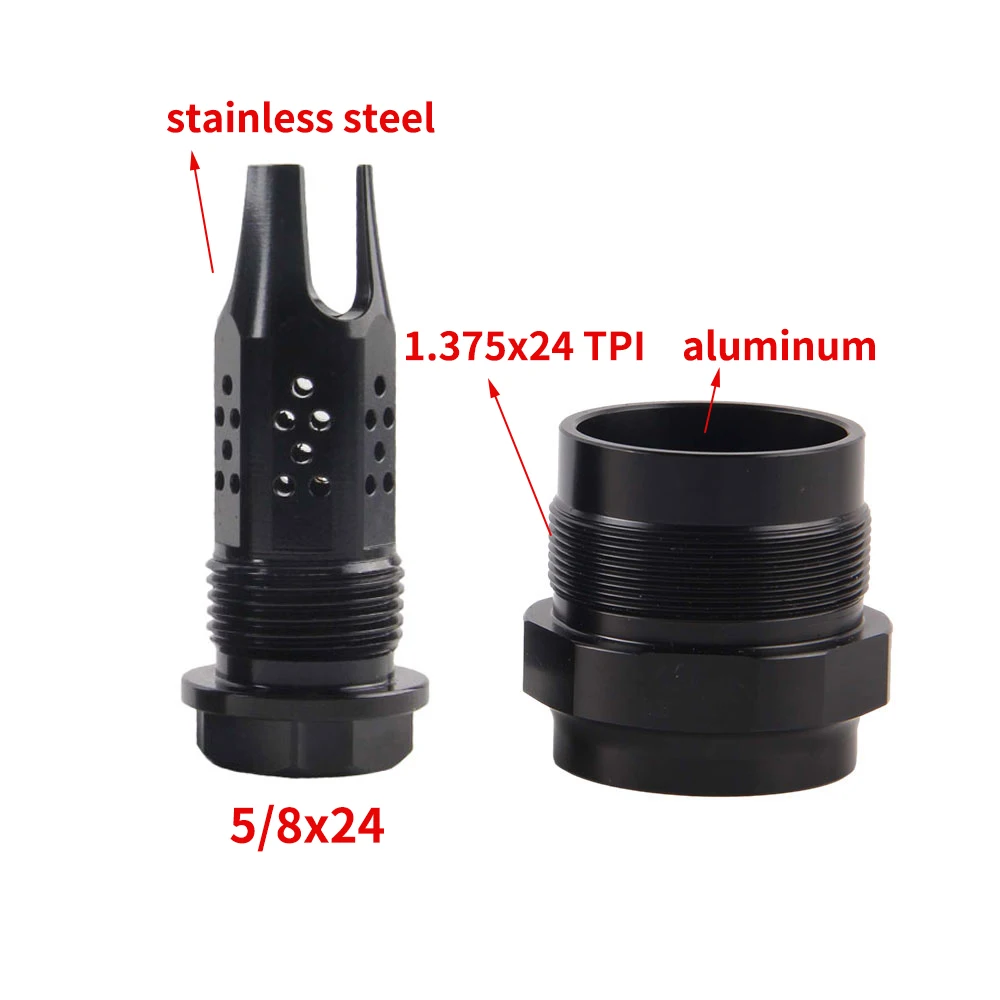 New 1/2x28 5/8x24 black for muzzle devices flash mounts with 1.375x24 TPI adapter
New 1/2x28 5/8x24 black for muzzle devices flash mounts with 1.375x24 TPI adapter