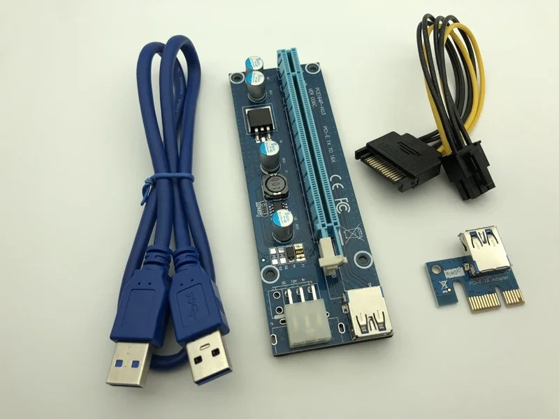 VER006C Riser Card PCI-E 1x to 16x PCI Express Riser USB 3.0 Cable SATA to 6Pin IDE Power Supply for BTC Mining Miner Antminer
VER006C Riser Card PCI-E 1x to 16x PCI Express Riser USB 3.0 Cable SATA to 6Pin IDE Power Supply for BTC Mining Miner Antminer