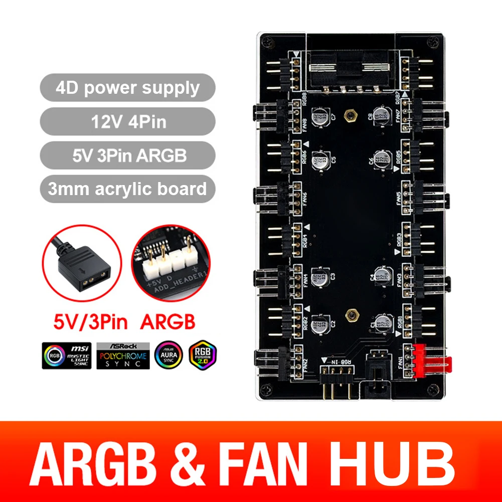 5 В/3 Pin ARGB 4-контактный вентилятор, диагональ от 1 до 8 дюймов, многосторонний разветвитель для материнской платы ПК, Светодиодная лента, адапт...
5 В/3 Pin ARGB 4-контактный вентилятор, диагональ от 1 до 8 дюймов, многосторонний разветвитель для материнской платы ПК, Светодиодная лента, адапт...