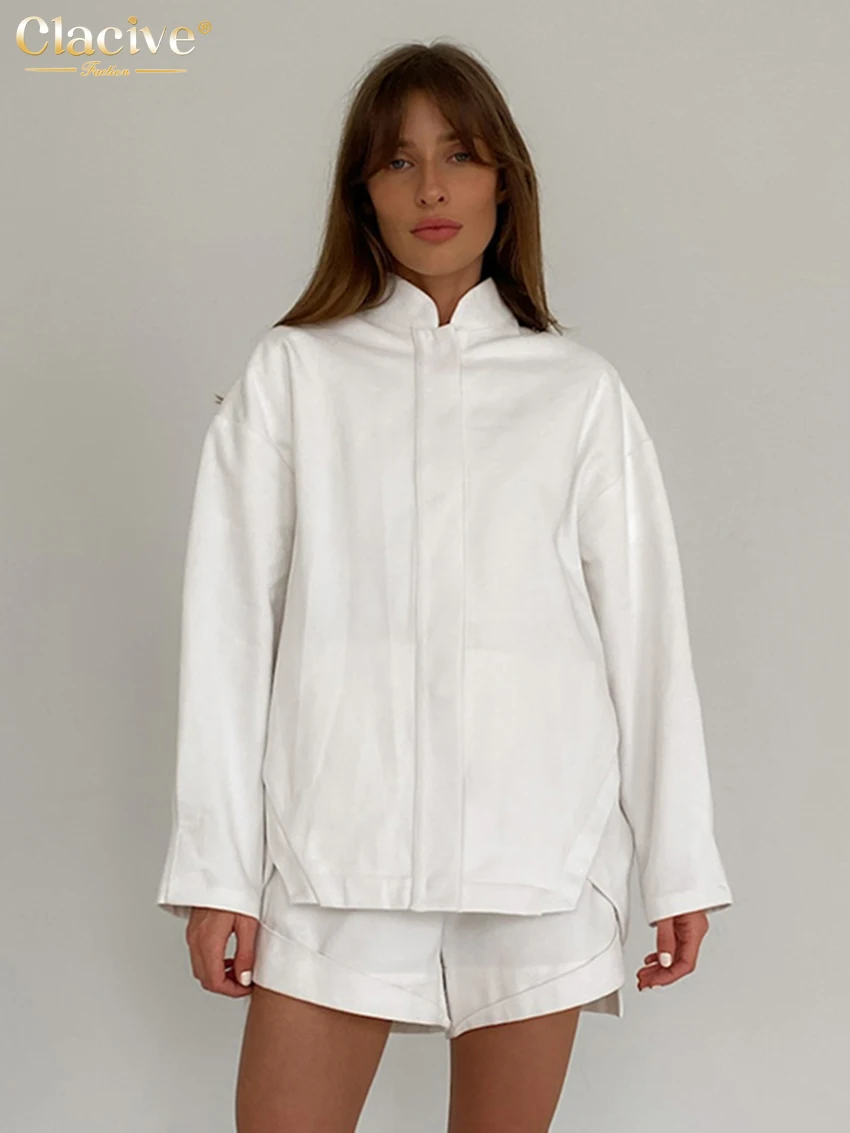 Clacive Casual Loose White Cotton 2 Piece Set Women Outfit 2023 Winter Fashion Stand Collar Long Sleeve Top With New Shorts Set
Clacive Casual Loose White Cotton 2 Piece Set Women Outfit 2023 Winter Fashion Stand Collar Long Sleeve Top With New Shorts Set