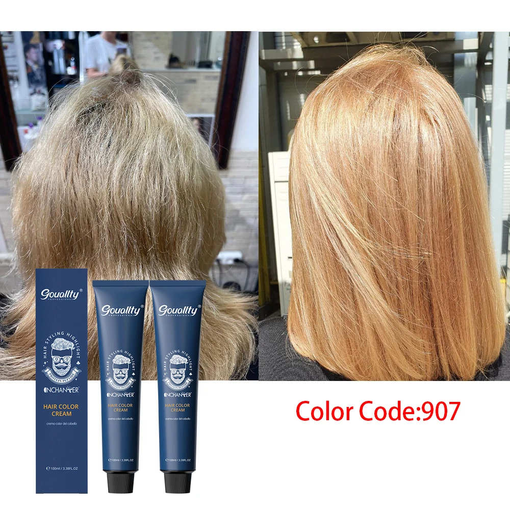 

ENCHANTER Permanent Hair Dye 2pcs Professional Salon Protein Peptide Natural Ash Grey Blonde Sliver Low Ammonia Hair Color Cream