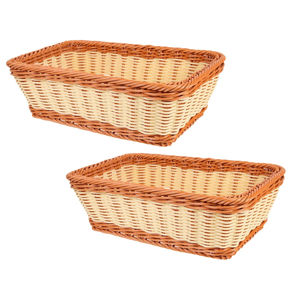 Bread Basket Woven Storage Box Decorative Organizer Desktop Holder Imitation Rattan 
Bread Basket Woven Storage Box Decorative Organizer Desktop Holder Imitation Rattan