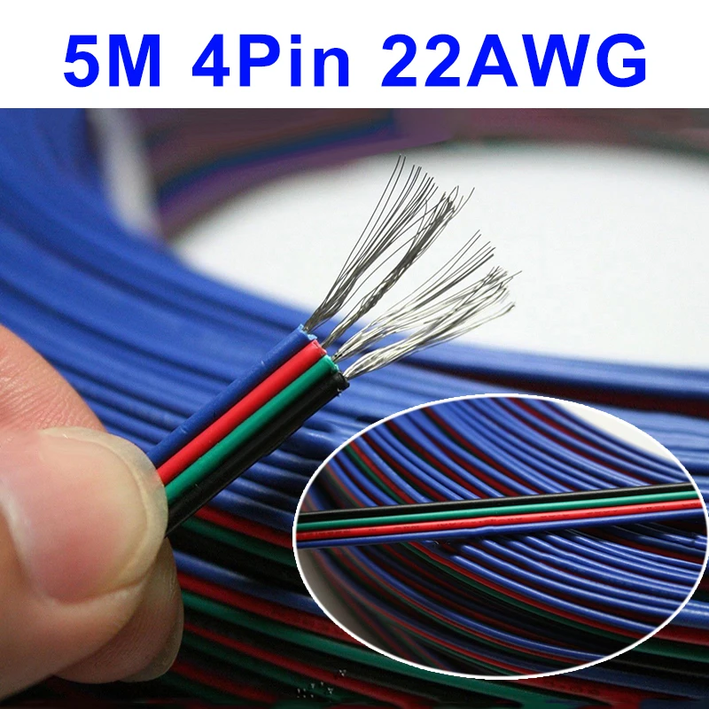 5-метровый 4-контактный RGB Удлинительный кабель, шнур 22AWG, светодиодный разъем, Удлинительный кабель для светодиодной ленты 3528 5050
5-метровый 4-контактный RGB Удлинительный кабель, шнур 22AWG, светодиодный разъем, Удлинительный кабель для светодиодной ленты 3528 5050