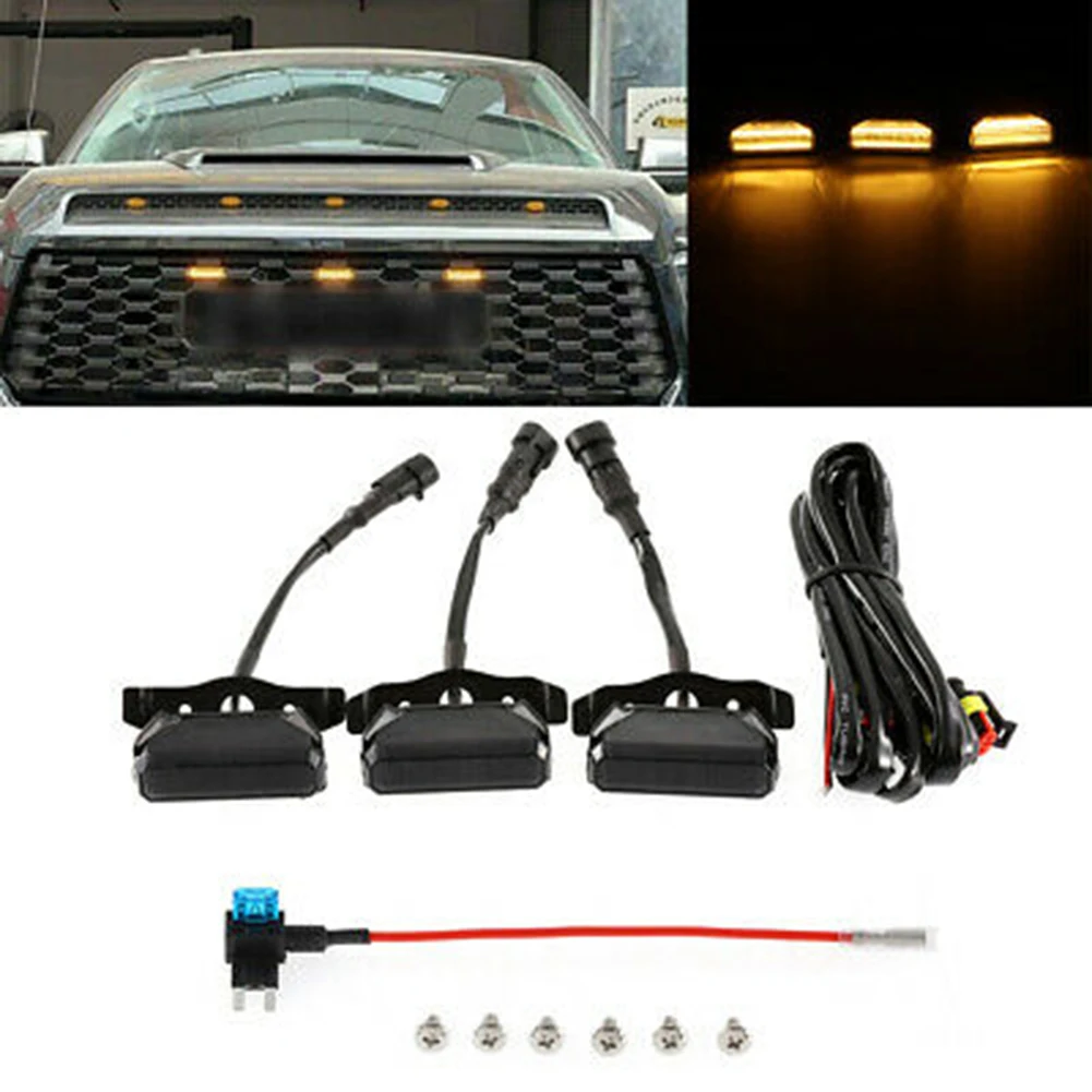 3 Pcs Car Medium Net Front Grille Lights Daytime Running Lights Small Yellow Light Trim For Toyota Tundra Trd Pro 2019-2021
3 Pcs Car Medium Net Front Grille Lights Daytime Running Lights Small Yellow Light Trim For Toyota Tundra Trd Pro 2019-2021