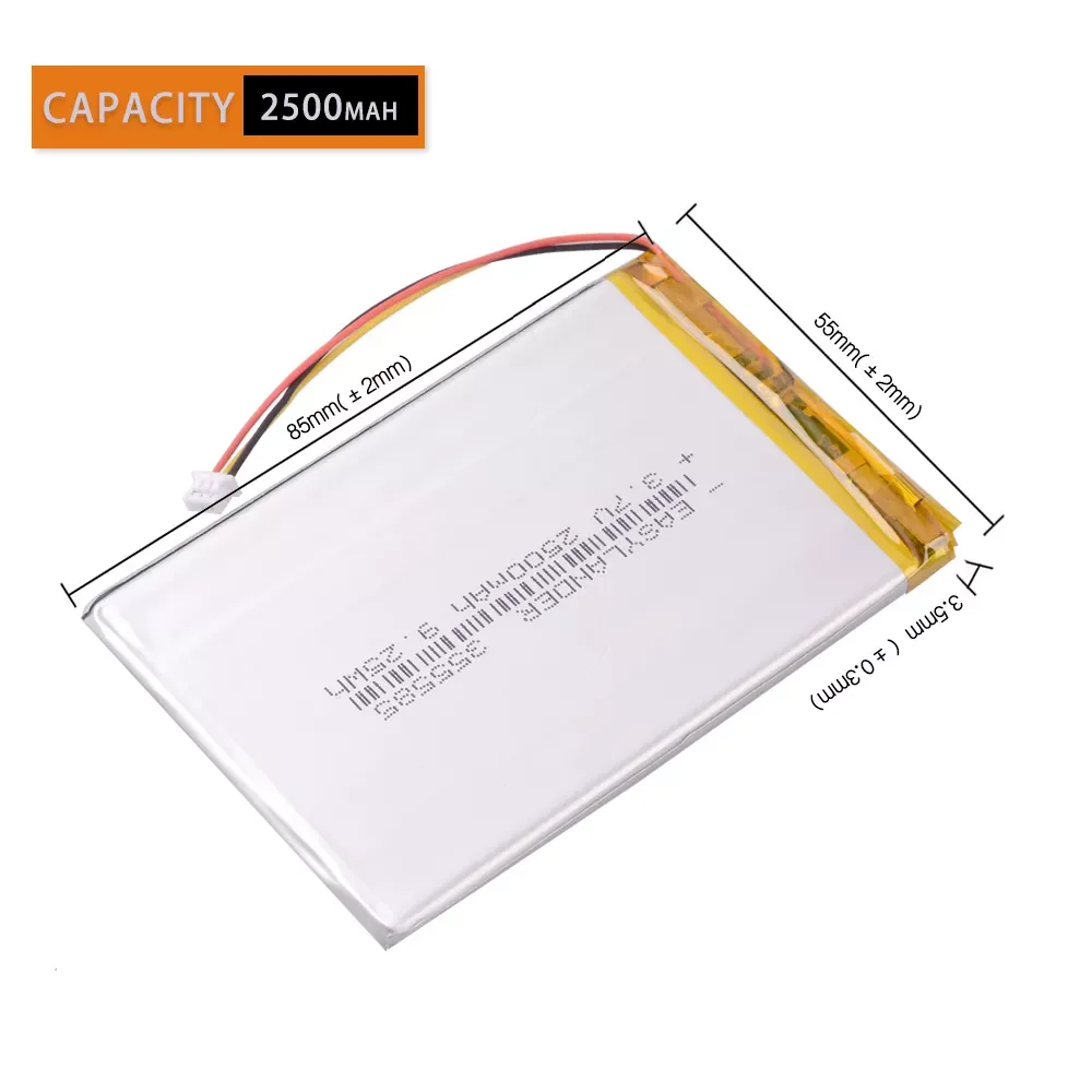 NEW2023 1.25 3Pin 315586 3.7V 2500mAh Li-Polymer Battery For S11ND018A E-book (ONYX BBA10) 355585 power bank psp DVR 305585
NEW2023 1.25 3Pin 315586 3.7V 2500mAh Li-Polymer Battery For S11ND018A E-book (ONYX BBA10) 355585 power bank psp DVR 305585