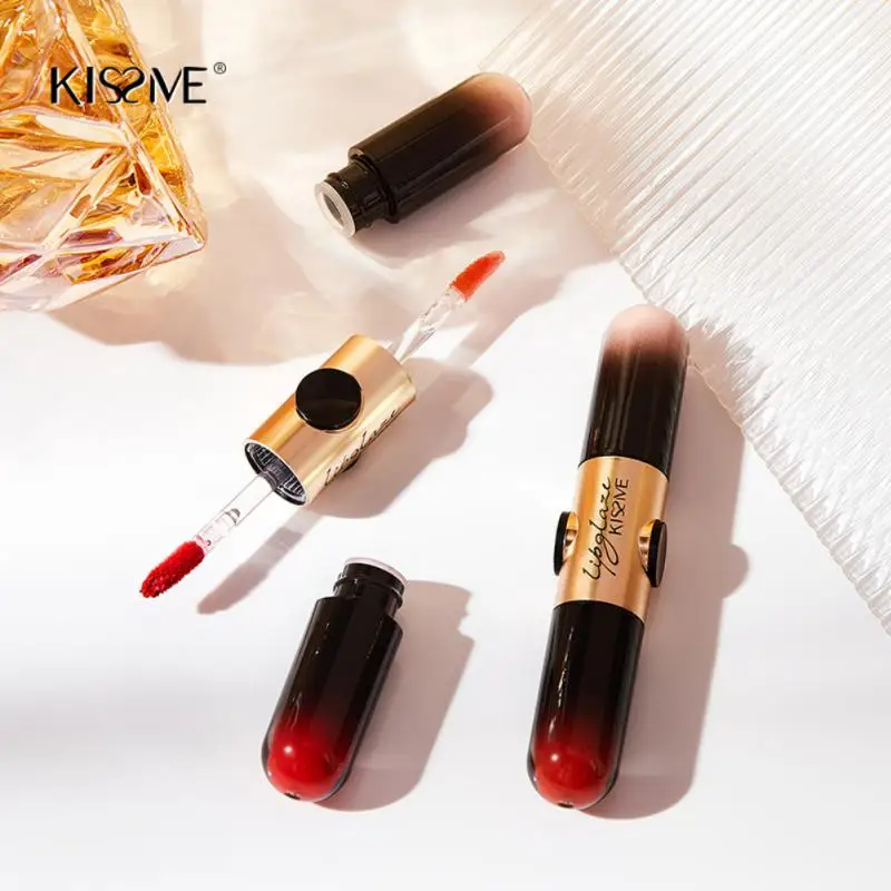 

4 Colors Double-headed Lip Gloss Long Lasting Waterproof Lip Glaze Lip Tint Moisturizing Non-fading Lipstick Makeup Cosmetics