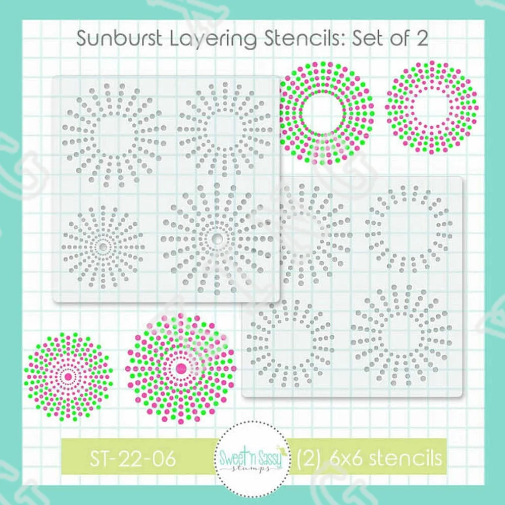 2022 New Hot Sale Sweet 'n Sassy Sunburst Diy Layering Stencils Set Painting Scrapbook Coloring Embossing Album Decorative Molds
2022 New Hot Sale Sweet 'n Sassy Sunburst Diy Layering Stencils Set Painting Scrapbook Coloring Embossing Album Decorative Molds