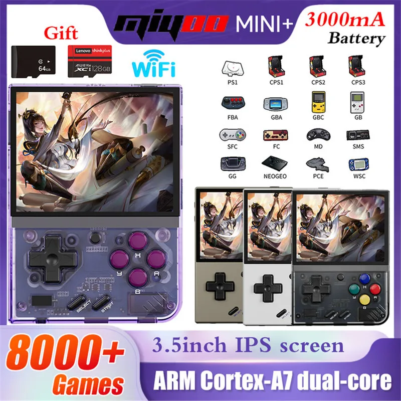 

MIYOO MINI + Plus Retro Handheld Game Console Linux System 3.5 Inch IPS HD Screen 64G 8000+ Games WIFI Pocket Video Game Players