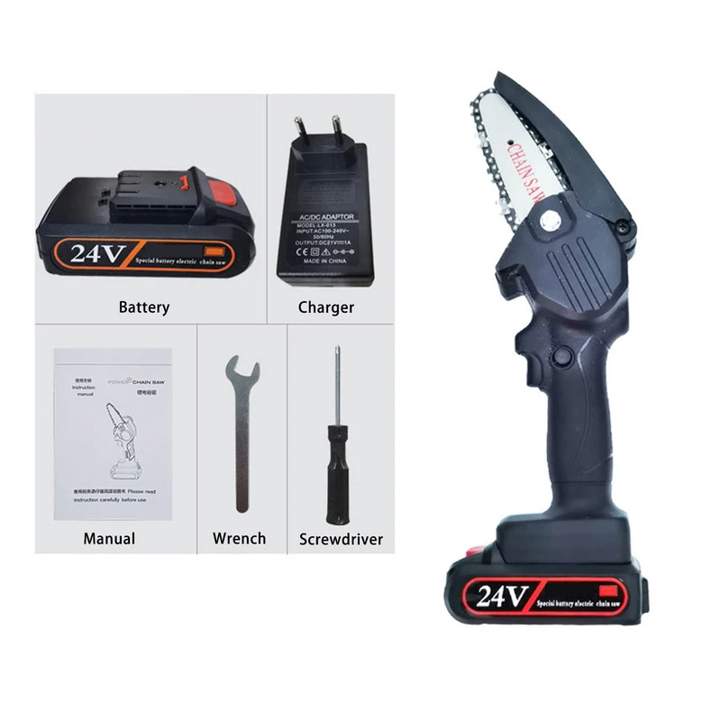 Electric Chain Saw Woodworking With 24V Two Batteries One ER Charger Woodworking Tools Logging Chainsaw Power Tools Accessories
Electric Chain Saw Woodworking With 24V Two Batteries One ER Charger Woodworking Tools Logging Chainsaw Power Tools Accessories