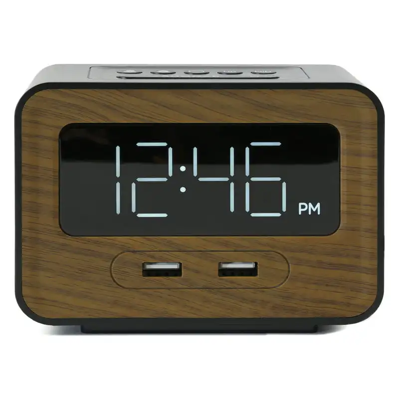 USB Charging Station Digital Alarm Clock (Black/Wood) Melting clock Date and time clock wirelesss Desktop led display Home decor
USB Charging Station Digital Alarm Clock (Black/Wood) Melting clock Date and time clock wirelesss Desktop led display Home decor