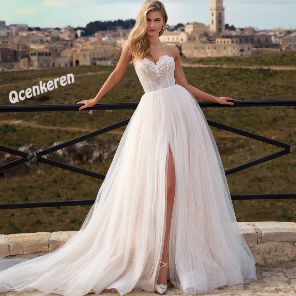 Qcenkeren Wedding Dresses A-Line Simple Bridal Gowns Sweetheart Elegant Lace Appliques Floor-Length High Split For Women 2023
Qcenkeren Wedding Dresses A-Line Simple Bridal Gowns Sweetheart Elegant Lace Appliques Floor-Length High Split For Women 2023