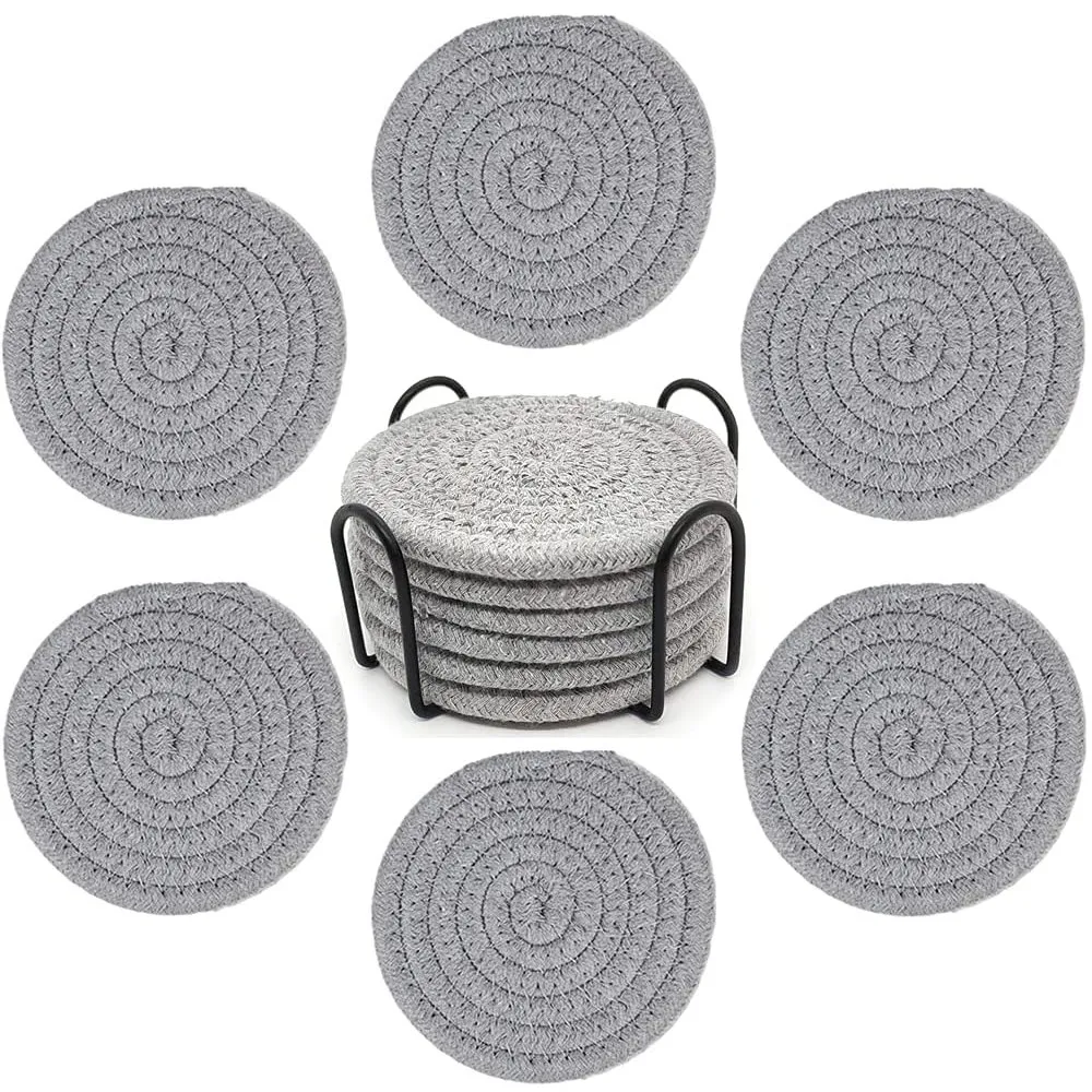 Подставки под напитки с держателем, набор подставок из 6 шт., подставки из плетеной ткани для защиты стола, толстые
Подставки под напитки с держателем, набор подставок из 6 шт., подставки из плетеной ткани для защиты стола, толстые