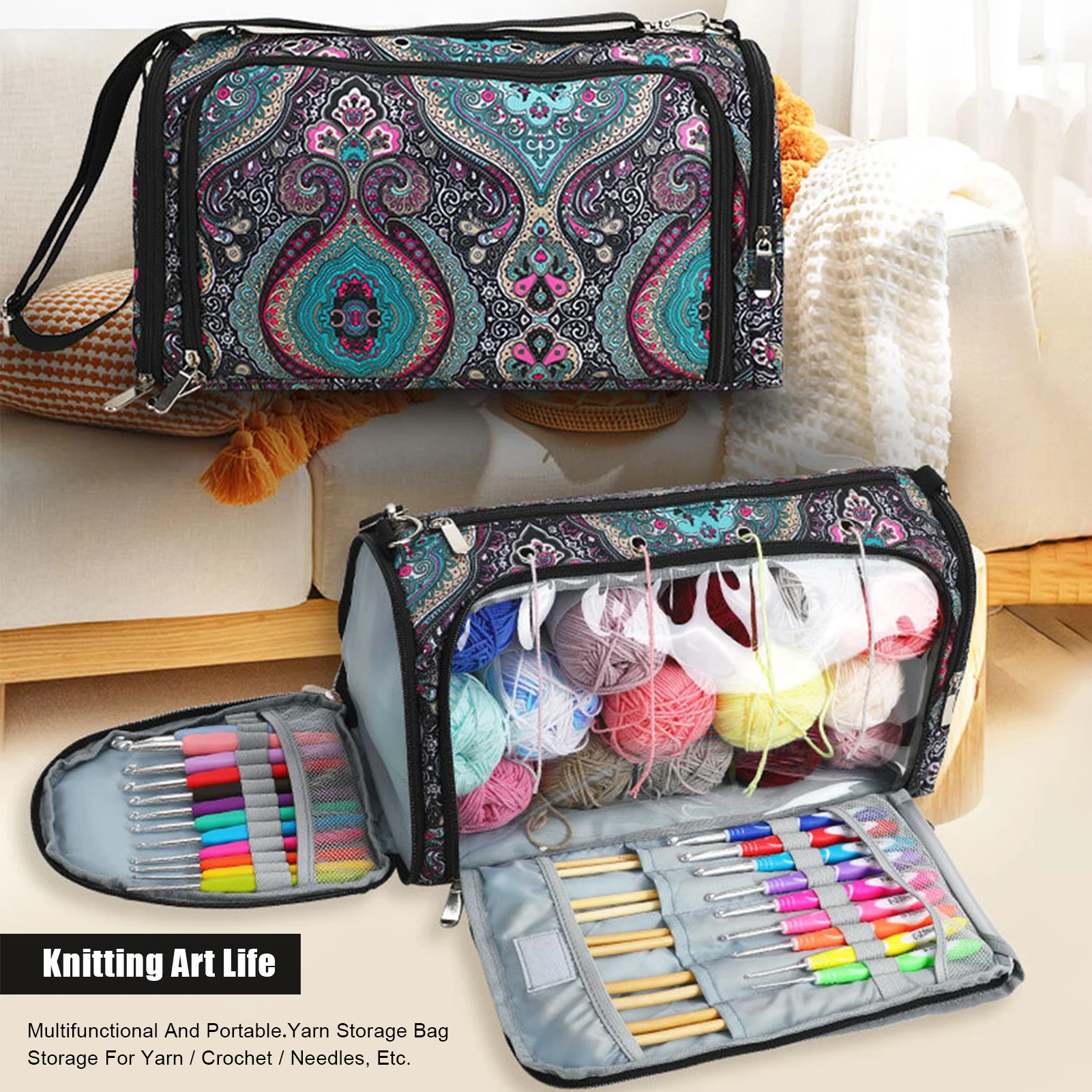 Yarn Storage Portable Knitting Bags Large Yarn Bag For Carrying Projects Knitting Needles Crochet Hooks And Other Accessories 
Yarn Storage Portable Knitting Bags Large Yarn Bag For Carrying Projects Knitting Needles Crochet Hooks And Other Accessories
