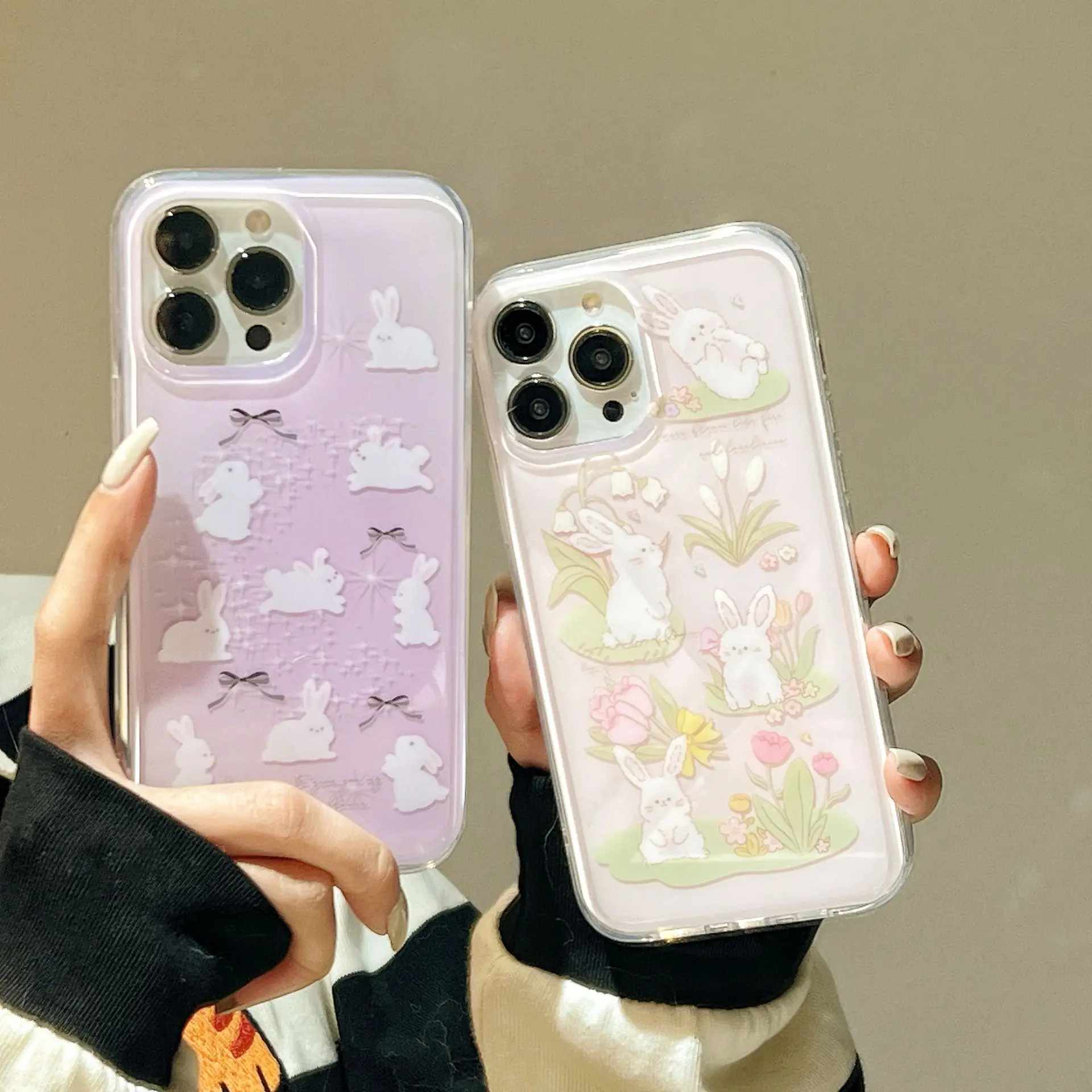 

Pollen Purple Grass Bunny Rabbit Phone Case For iphone 14 13 12 11 Pro Max X XR XSMAX 7 8 Plus SE TPU Case Cover new products