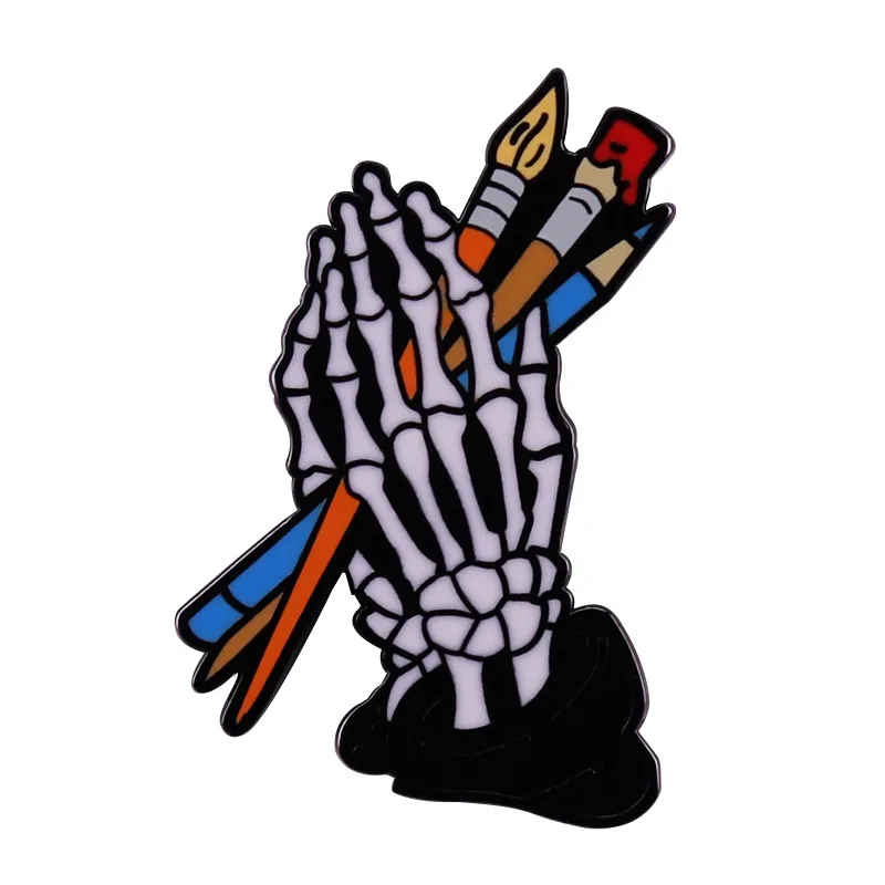 C2900 Gothic Death Hands with Brushes Hard Enamel Pin Skeletal Hand Metal Brooch Accessories Artist Praying Skull Badge Jewelry
C2900 Gothic Death Hands with Brushes Hard Enamel Pin Skeletal Hand Metal Brooch Accessories Artist Praying Skull Badge Jewelry
