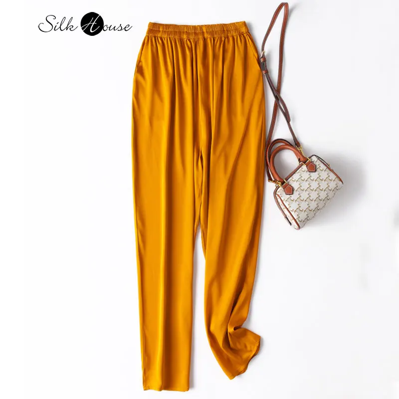 18MM Long Silk Stretch Double Qiao Satin Elastic Waist Harun Pants Pocket Silk Slip Trousers Casual Pants for Women
18MM Long Silk Stretch Double Qiao Satin Elastic Waist Harun Pants Pocket Silk Slip Trousers Casual Pants for Women