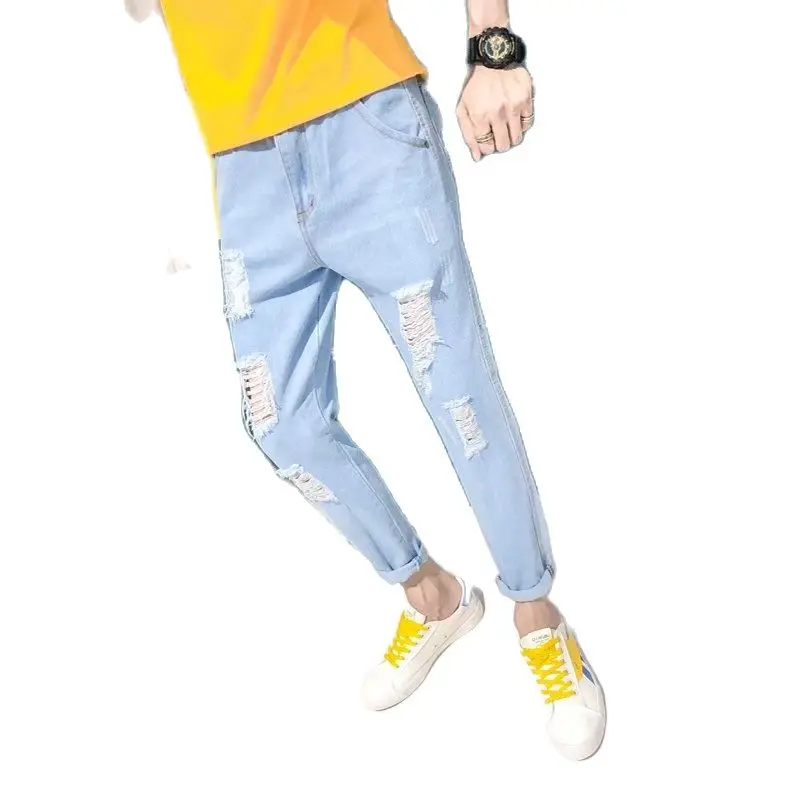 Whoelsale 2022 Teenagers Cowboy Hip Hop Men's New Nine-point Ripped Jeans Men's Slim Feet Pants Korean Trend Summer Beggar Pants
Whoelsale 2022 Teenagers Cowboy Hip Hop Men's New Nine-point Ripped Jeans Men's Slim Feet Pants Korean Trend Summer Beggar Pants