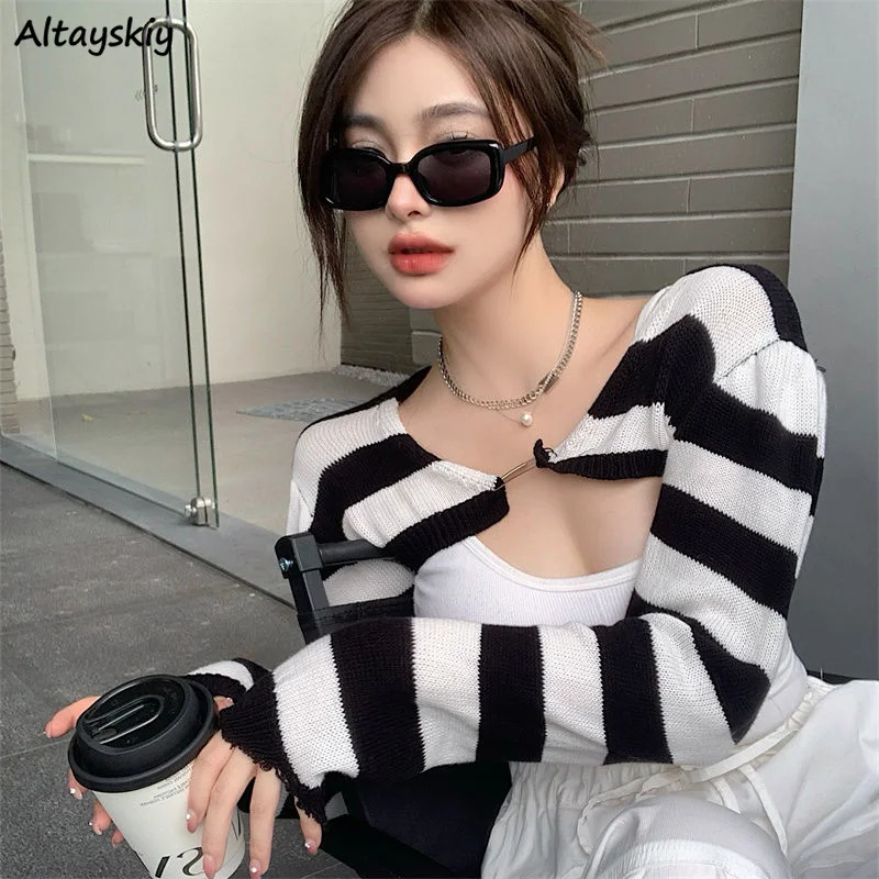 Cardigan Women Summer Striped Long Sleeve Knitting Cropped V-neck Stylish Aesthetic Slim All-match Hot Girls Korean Style Ins
Cardigan Women Summer Striped Long Sleeve Knitting Cropped V-neck Stylish Aesthetic Slim All-match Hot Girls Korean Style Ins