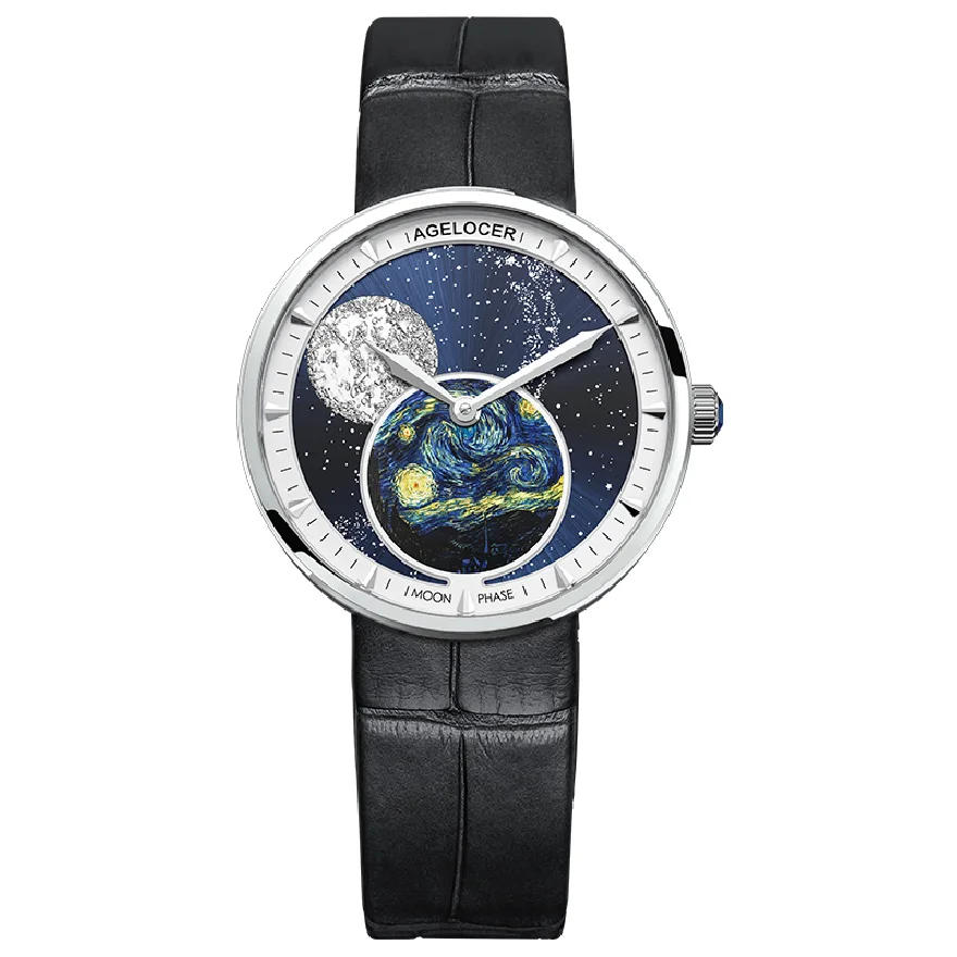 AGELOCER Moon Phase Womens Watches Van Gogh Top Brand Luxury Waterproof Watch Fashion Ladies Ultra-Thin Wrist Watch Quartz Clock
AGELOCER Moon Phase Womens Watches Van Gogh Top Brand Luxury Waterproof Watch Fashion Ladies Ultra-Thin Wrist Watch Quartz Clock