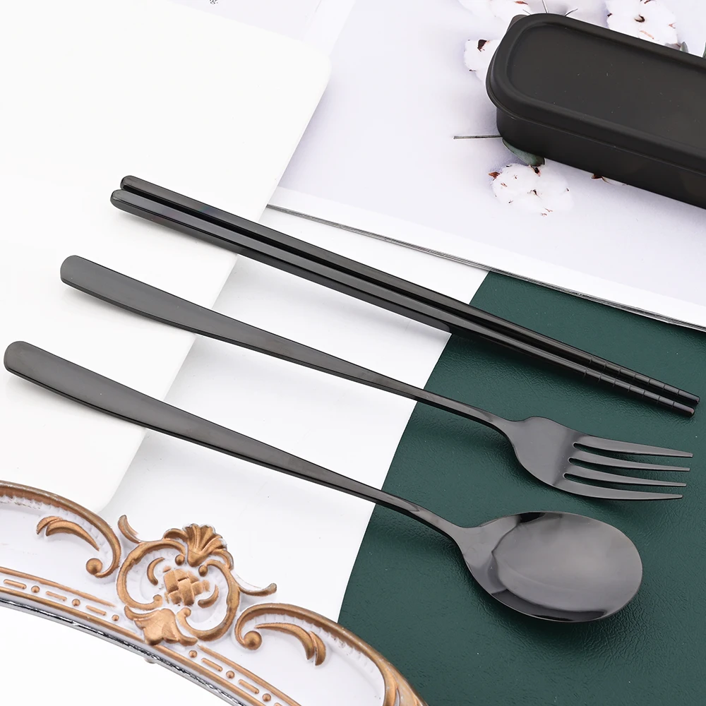 Набор столовых приборов из нержавеющей стали, черный комплект из ложки, вилки, палочек, 3 предмета
Набор столовых приборов из нержавеющей стали, черный комплект из ложки, вилки, палочек, 3 предмета